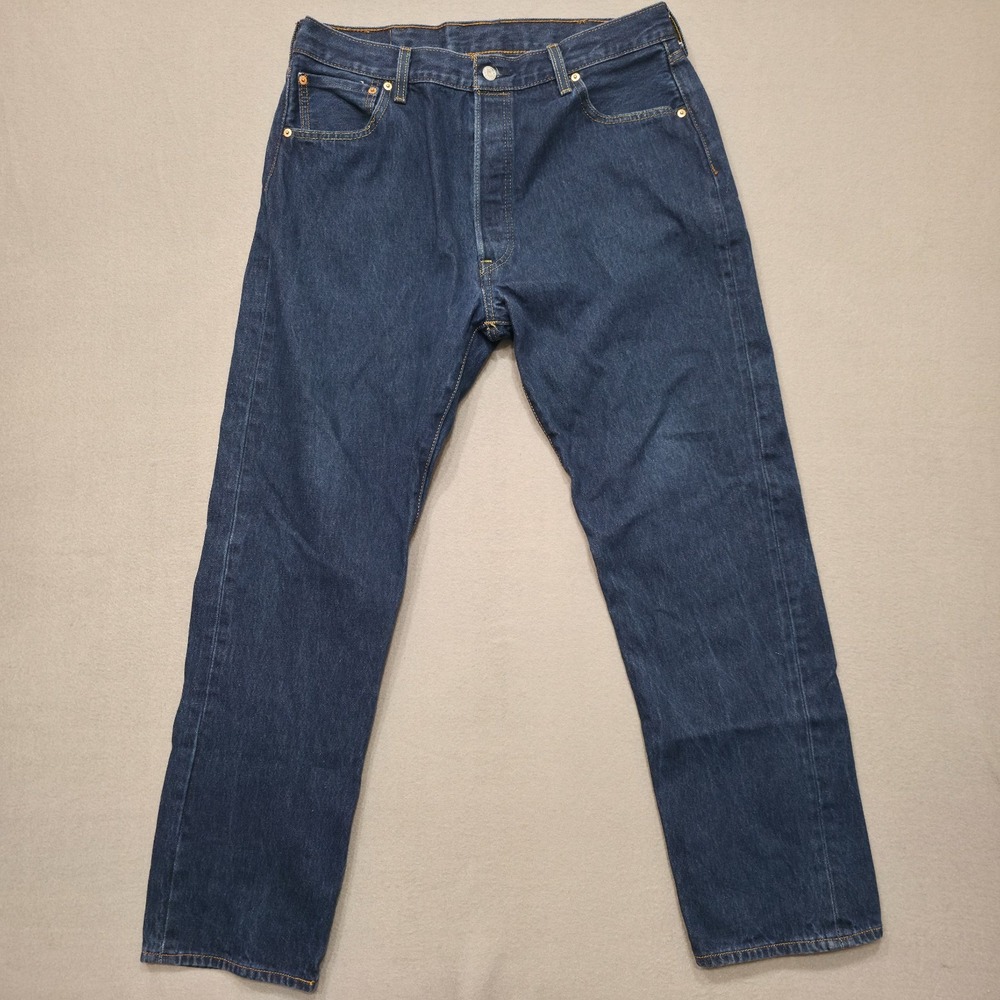 Levis 501 Buttonfly Mens Denim Blue Jeans Straight Leg Size 38x34 Actual 36x31